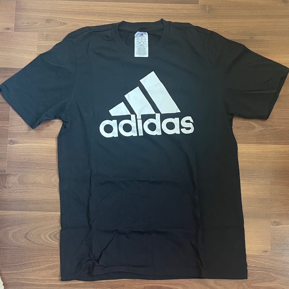 Adidas Men's Black Tee with White Logo